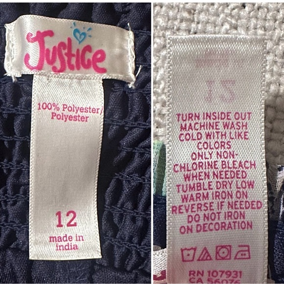 JUSTICE Floral Tiered Skirt Built-in Shorts Blue Green Sheer Fairycore Girl 12 - Picture 6 of 11